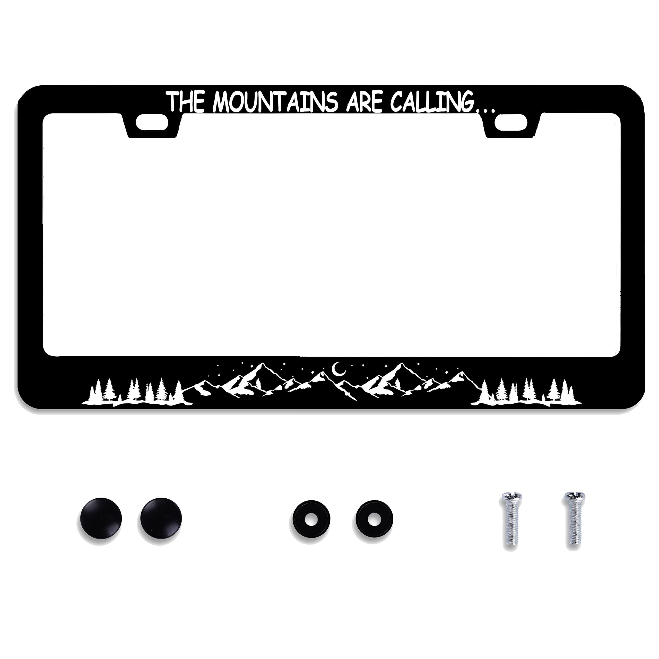Mountains are Calling License Plate Frame Mountains License Plate Funny Personalized for Car Accessories Stainless Steel License Plate Holder Fits Standard U.S. Vehicles for Men Women Size: 12.2 X 6