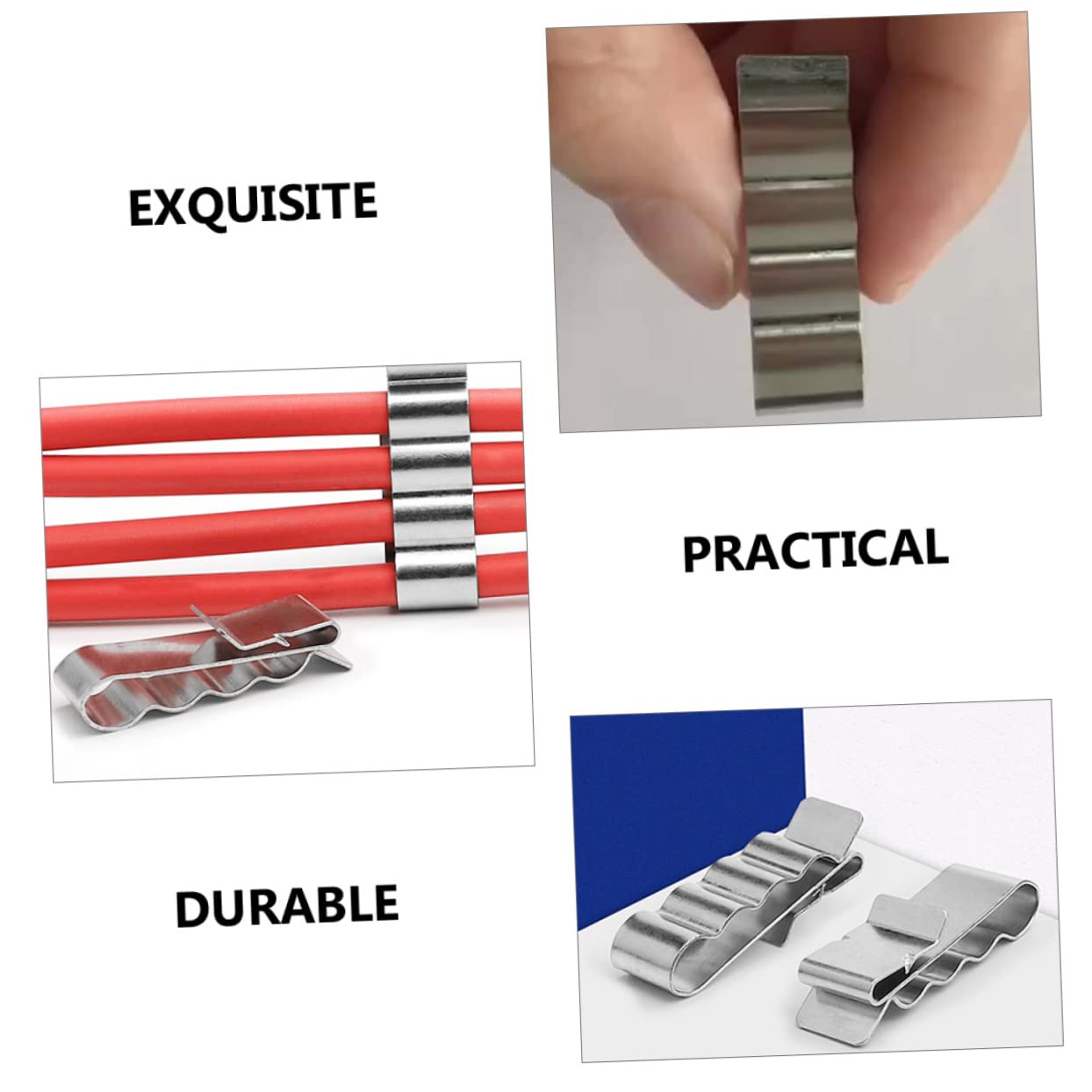 CIYODO 60 Pcs Photovoltaic Clamp Wire Clips Trailer Frame Cable Clips Solar Panel Cable Clips Pv Module Wire Management Trailer Wiring Clips Cable Clamp Stainless Steel Silver