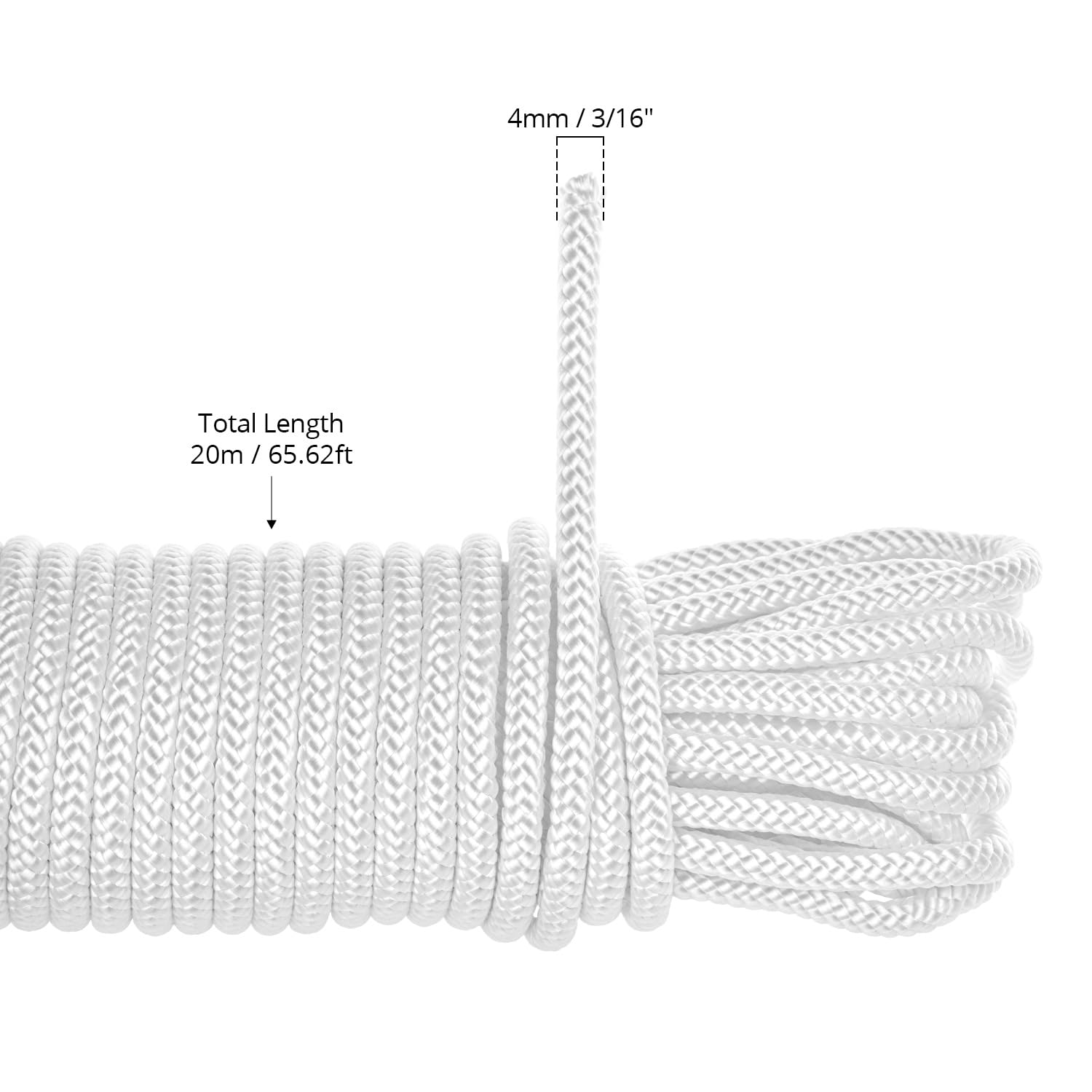 QWORK® Paracord da Corda Nylon - 4mm x 20m - Multiuso per Attività All'aperto
