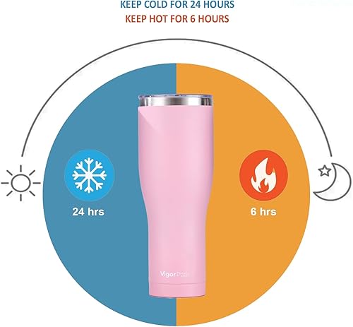 Miniatura 3 de VIGOR PATH Vaso aislado con tapa deslizante, botella de agua de acero inoxidable al vacío de doble pared - Taza térmica a prueba de fugas para el