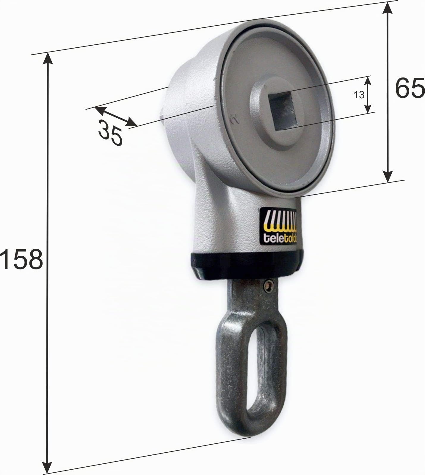 Teletoldo – Máquina de Elevación Redonda para Toldo con Tornillos ● Repuesto Profesional Plata ● Compatible con toldos de balcón y de Brazos a Pared.