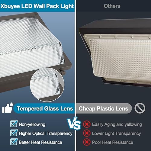 Miniatura 7 de 100W LED Wall Pack Light with Photocell, 100W80W60W Switchable, 5000K Daylight 120-277V IP65, Dusk to Dawn Outdoor Lighting Fixture, Exterior Wall