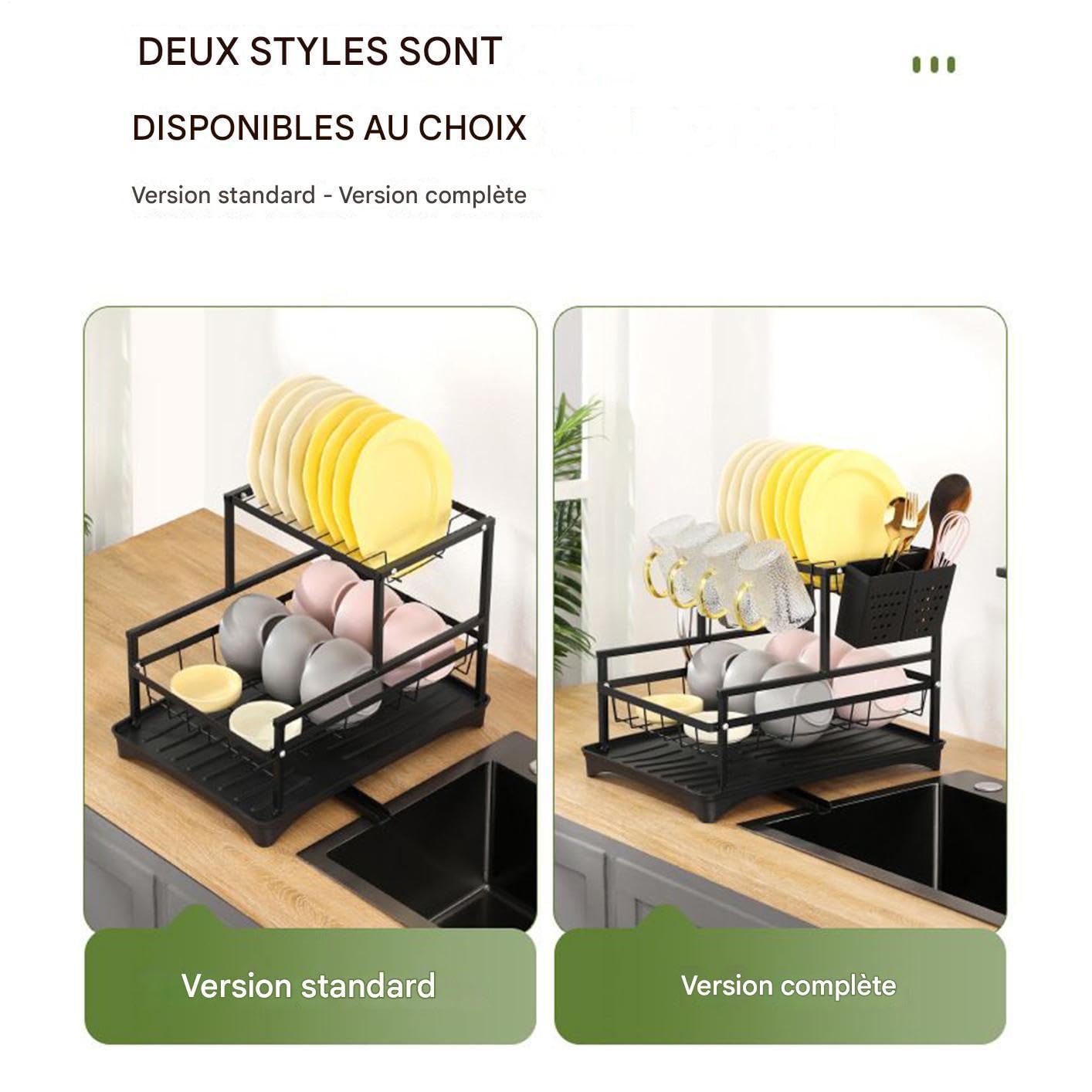 Générique Égouttoir à Vaisselle Support de Rangement 2 Niveaux | Égouttoir Organisateur avec Support pour Couvercles Planches à Découper Inoxydables et Porte-Ustensiles pour Cuisine