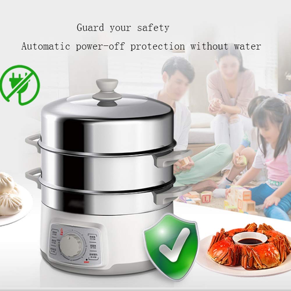 Inicio Vaporera eléctrica de Alimentos Vaporera temporizada Multifuncional Potencia de 3 Capas Cocina a de Gran Capacidad para mariscos