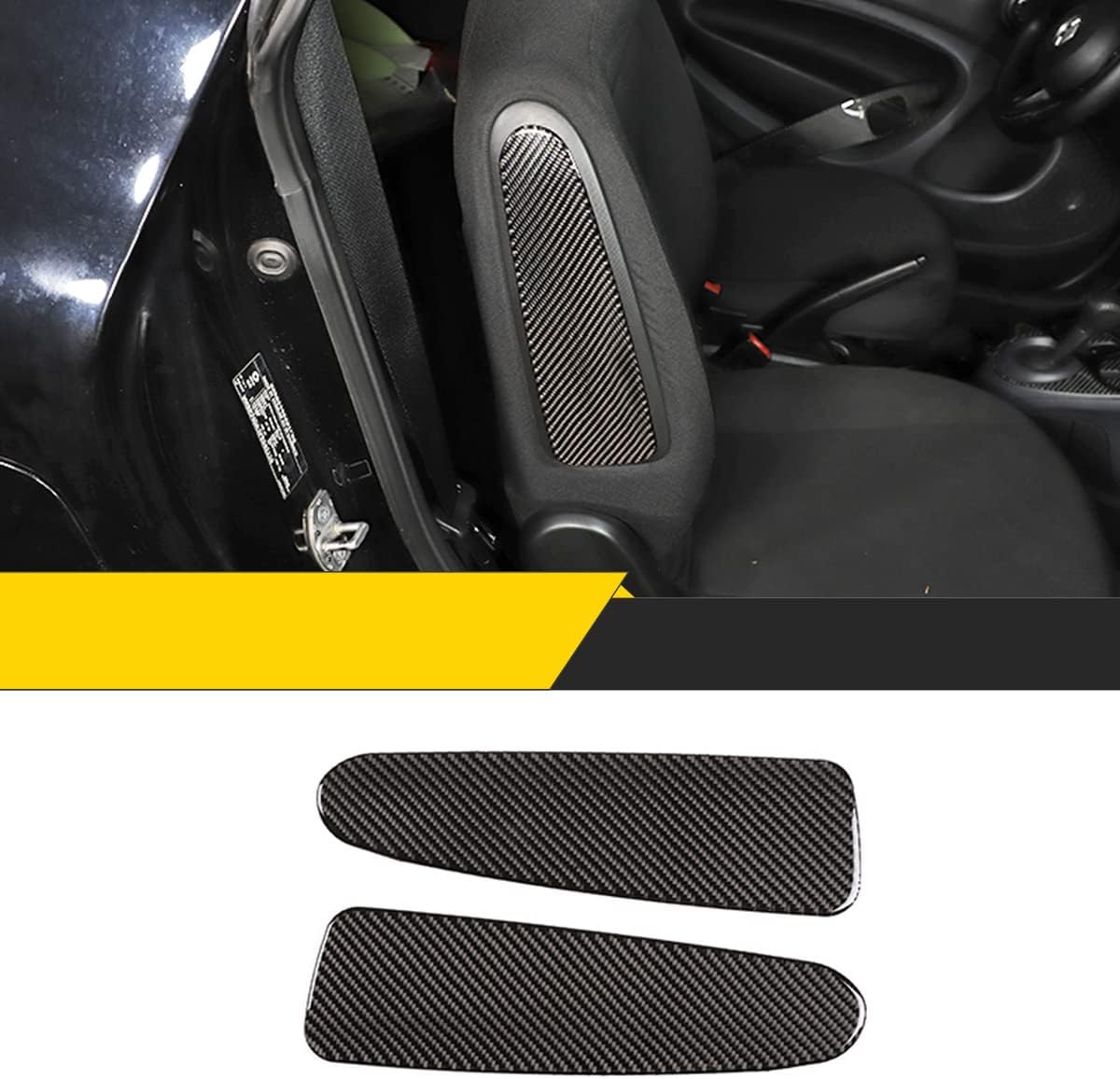 for Mercedes-Benz Smart 2016-2021 Real Carbon Fiber (Soft) seat Side Panel Decoration Sticker Car Interior Accessories