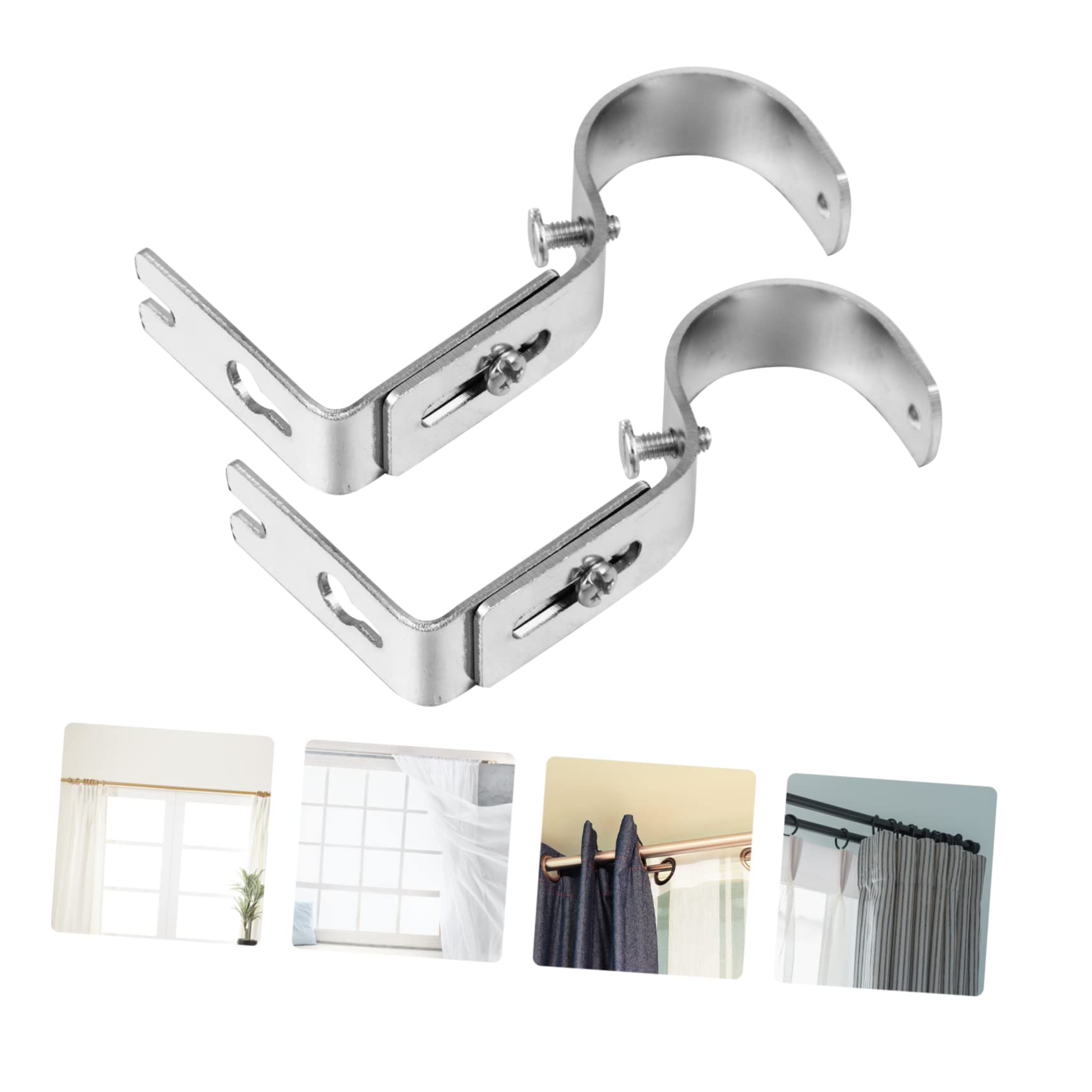 SOLUSTRE 2Pcs Curtain Rod Bracket Drapery Rod Holders for Home Use for Living Room Bedroom and Office Finish