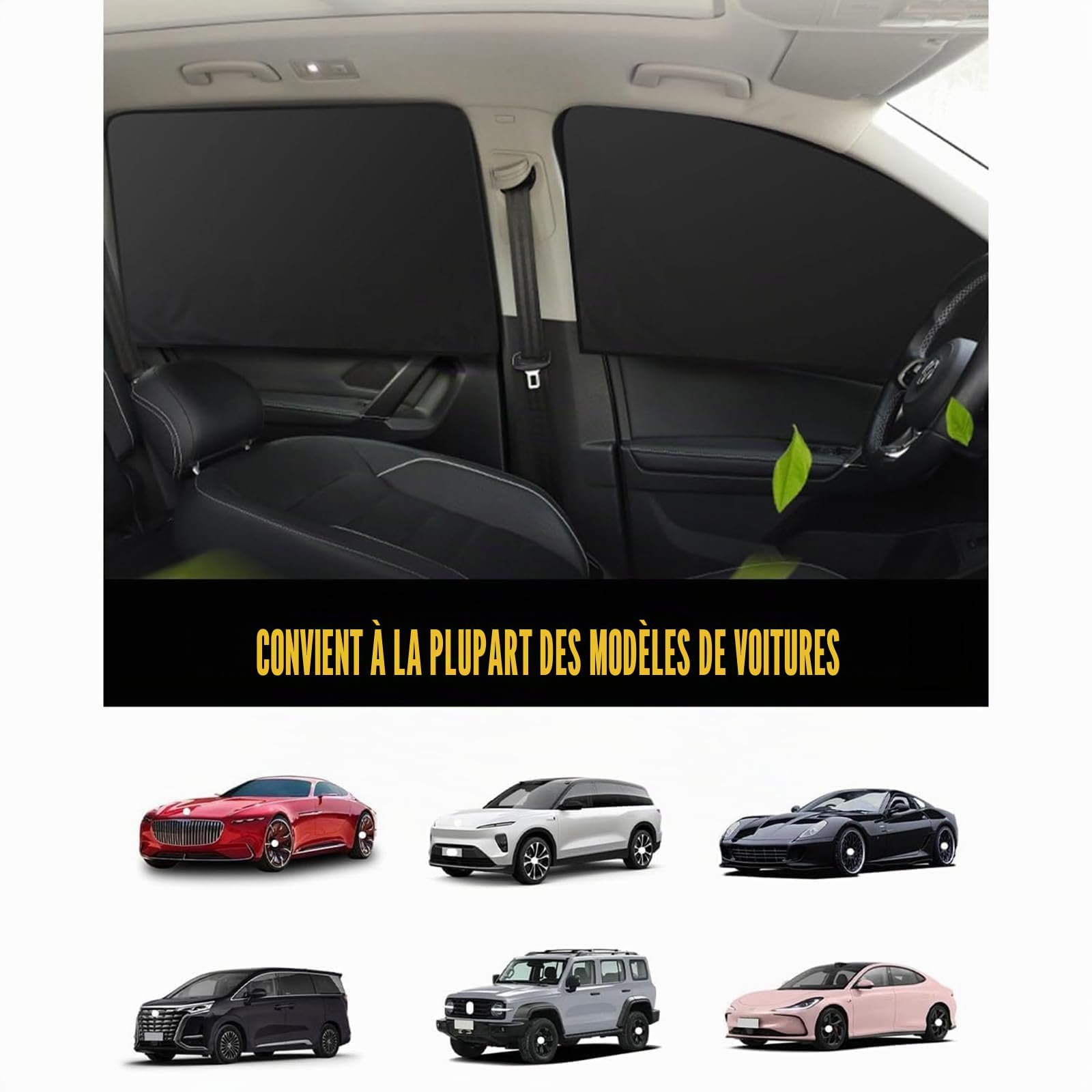 Pare-Soleil Voiture Magnétique pour Citroen C3/C3 Aircross/C3 Picasso/C4 Coupé, Rideau Occultant Protection Solaire UV, Double Couche Titane Argent, Lot de 4