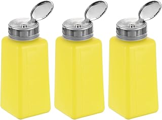 sourcing map 3 dispensadores de alcohol solvente de 250 ml, removedor de esmalte de uñas, dispensador de líquido, botella con cabezal de presión de acero inoxidable para limpiador de acetona, color
