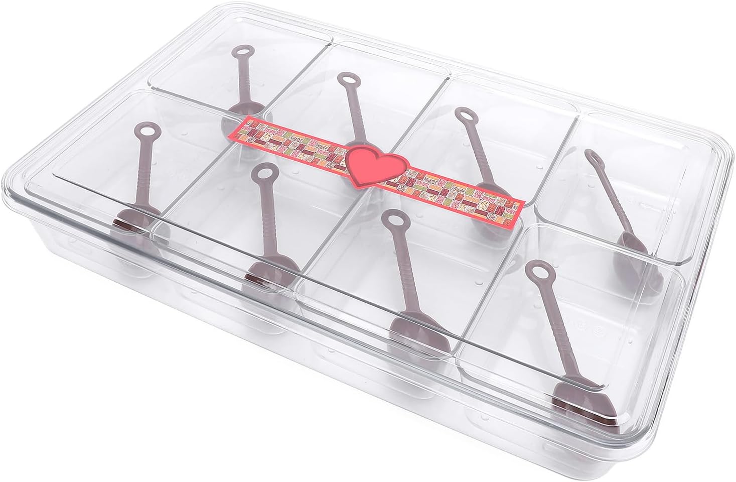 Condiment Box, 8 Grid Chilled Condiment Server with Removable Trays and Non Slip Bottom, for Bar Accessories Fruits Salad Party Garnish (Plastic)
