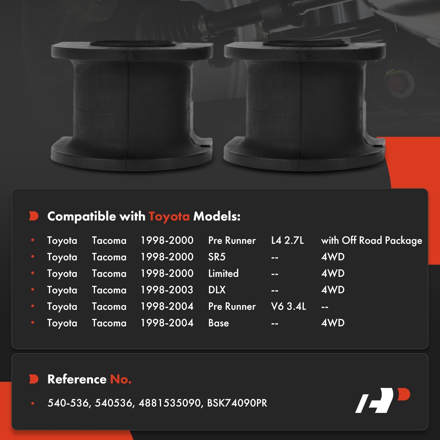 A-Premium 2 x Front to Frame Sway Bar Bushing Kit, Compatible with Toyota Tacoma 1998-2004, 27 mm Diameter Bar