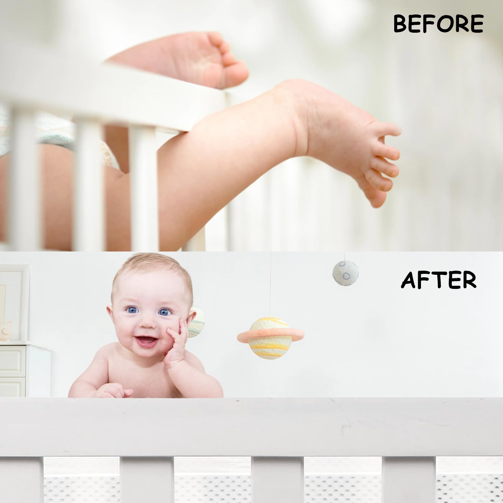 2 Pièces Tours de Lit Bébé Cabane,4 Côtés Tour de Lit Respirant Doublure en Maille 3D Anti-Flux d'air,Protection des Bords,Réglable, Amovible - 340cmx30cm + 160cmx30cm (Ours)