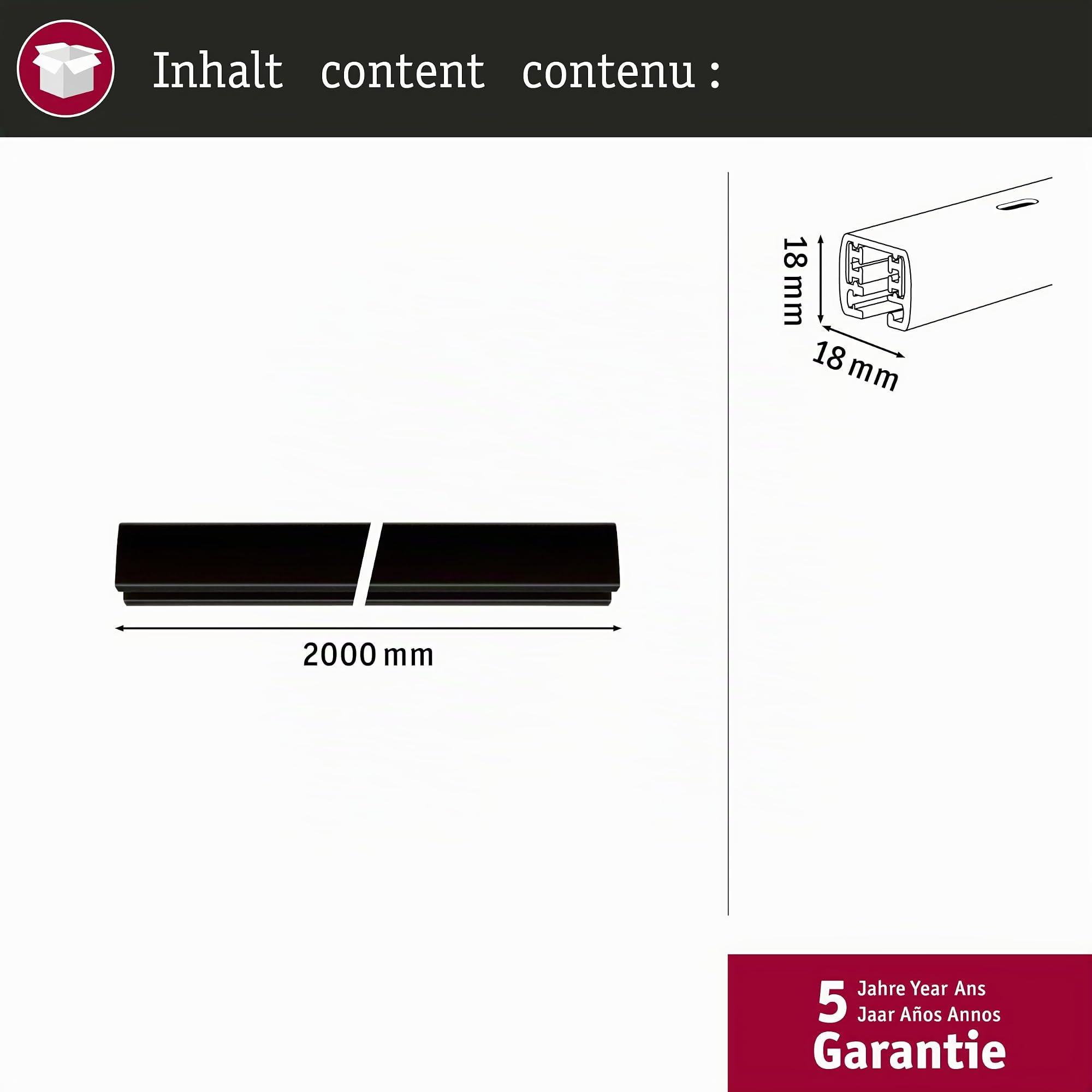 Système de rail de base Paulmann 96905 URail noir (mat) 1 pc(s)