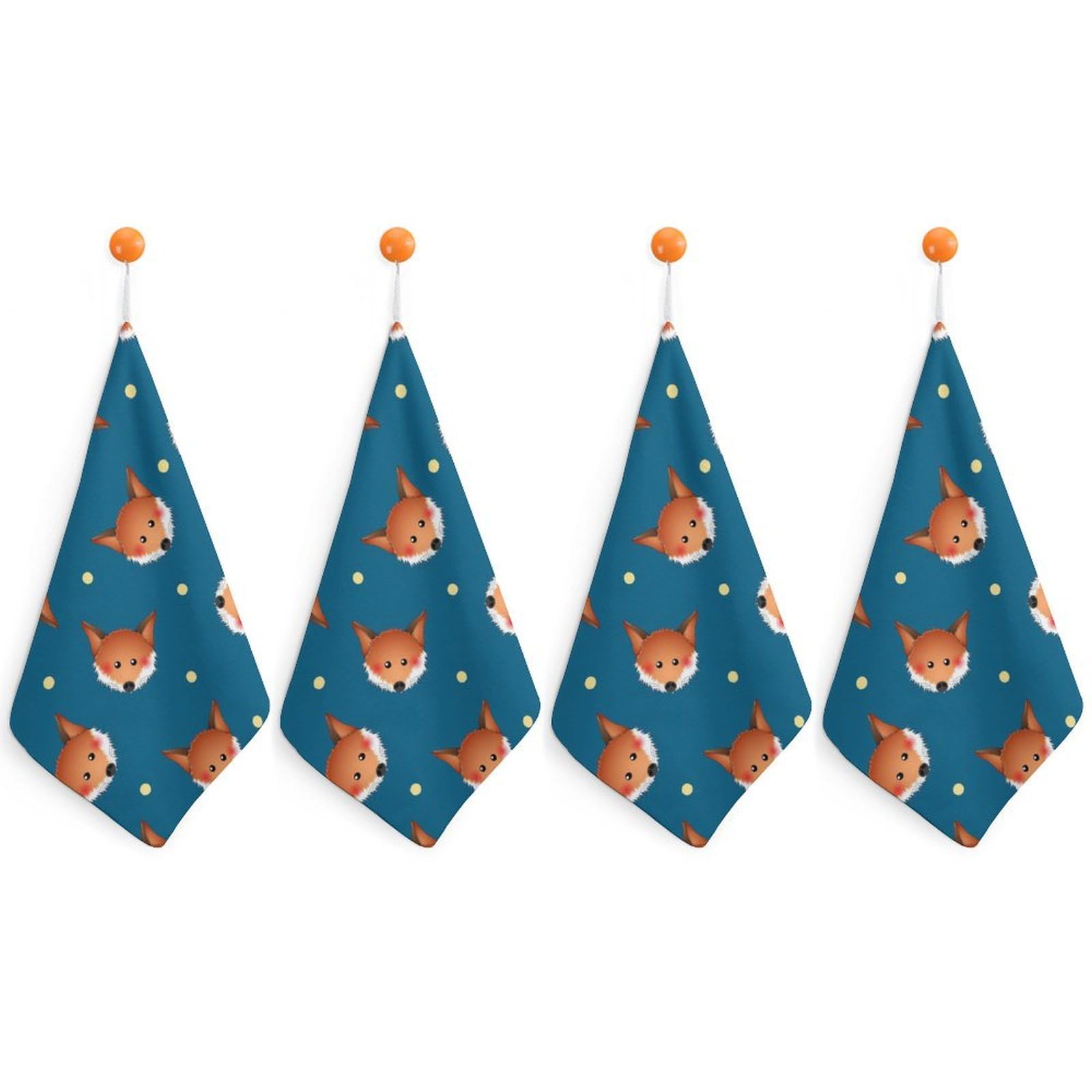 LEDFCVSU 4 Piece Hanging Hand Towels, Cute Red Fox Small Dry Hand Towel for Kitchen Bathroom