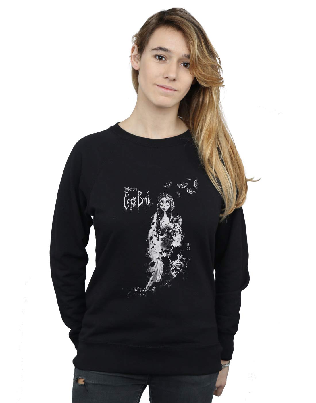 Absolute Cult Corpse Bride Women's Distressed Bride Sweatshirt Black Large