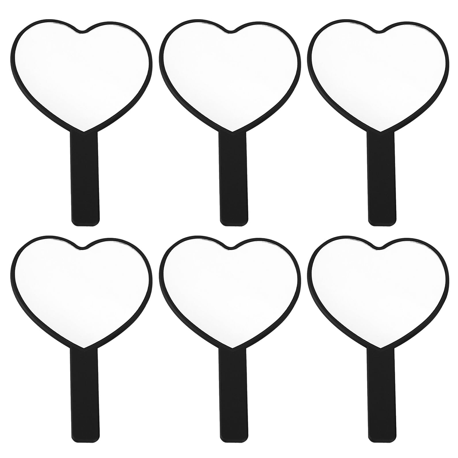 ULTECHNOVO Specchi da Trucco a Cuore Portatili 6 Pezzi Nero per Ragazze