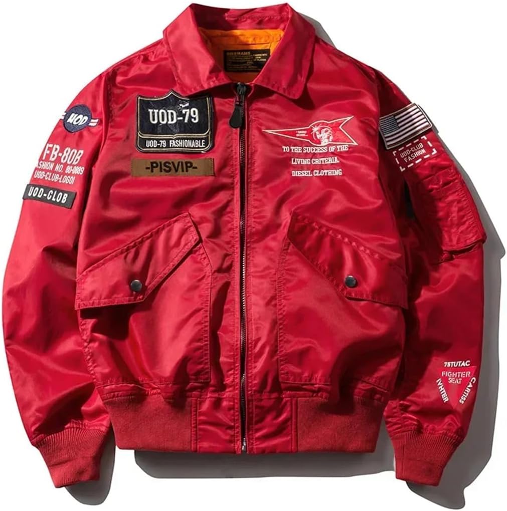Men Embroidery Thick Army Navy Military Motorcycle Ma-1 Aviator Pilot Baseball Coats Bomber
