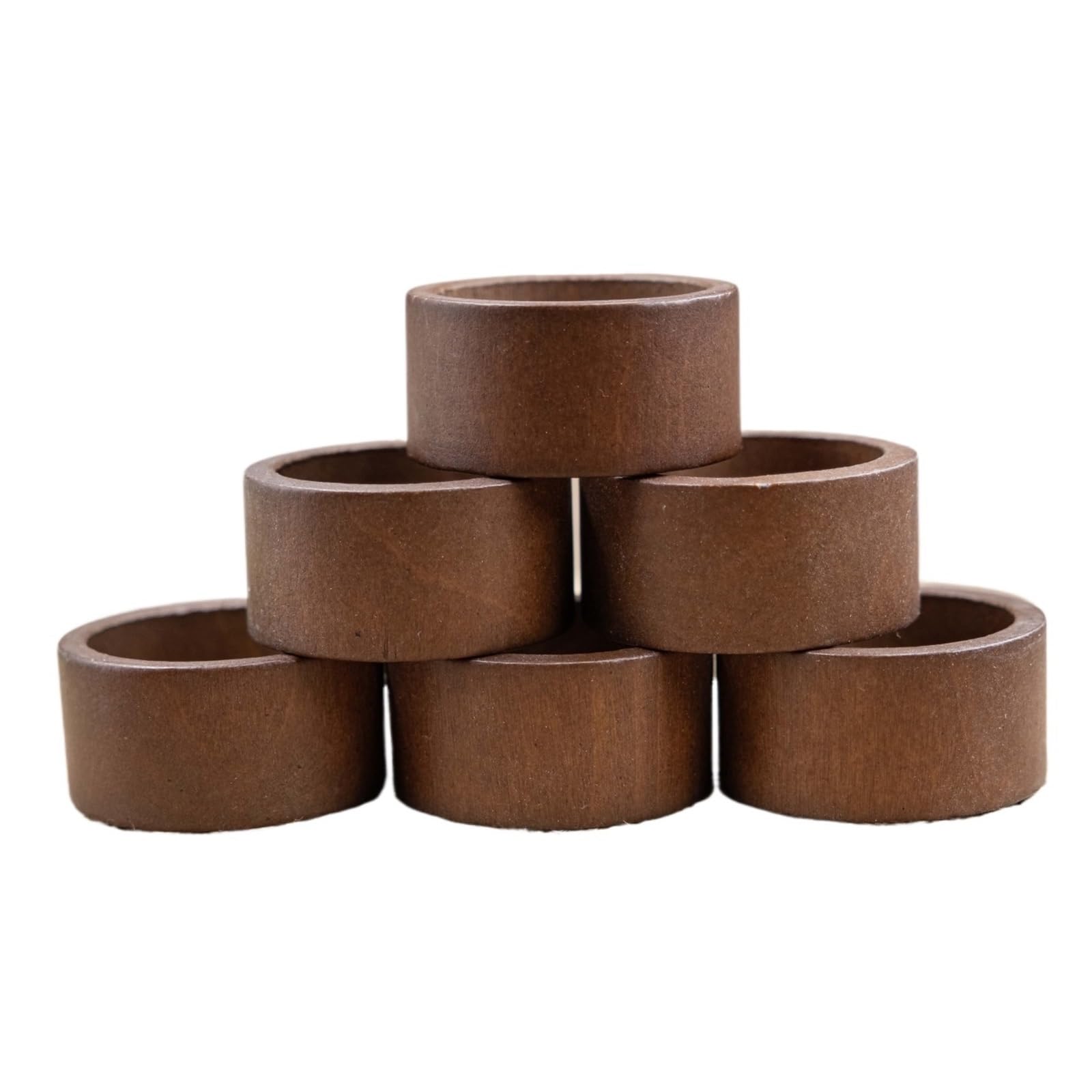Set di portatovaglioli Portatovaglioli Set di 6 da tavolo pranzo in legno fatti a mano(Brown)
