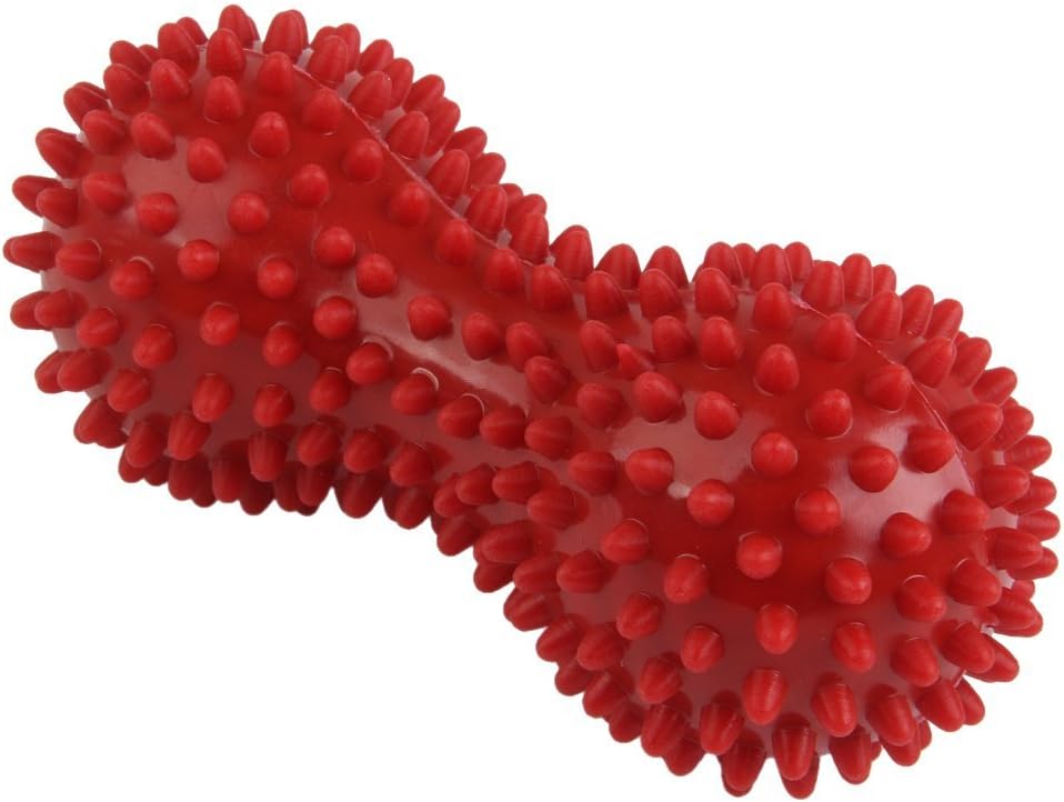 CuraFoot: First In Podiatic Care® 3D Hot & Cold Peanut Shape Spiky Trigger Point Roller Massage Ball Muscle Tension Reliever Stress Reducer Red