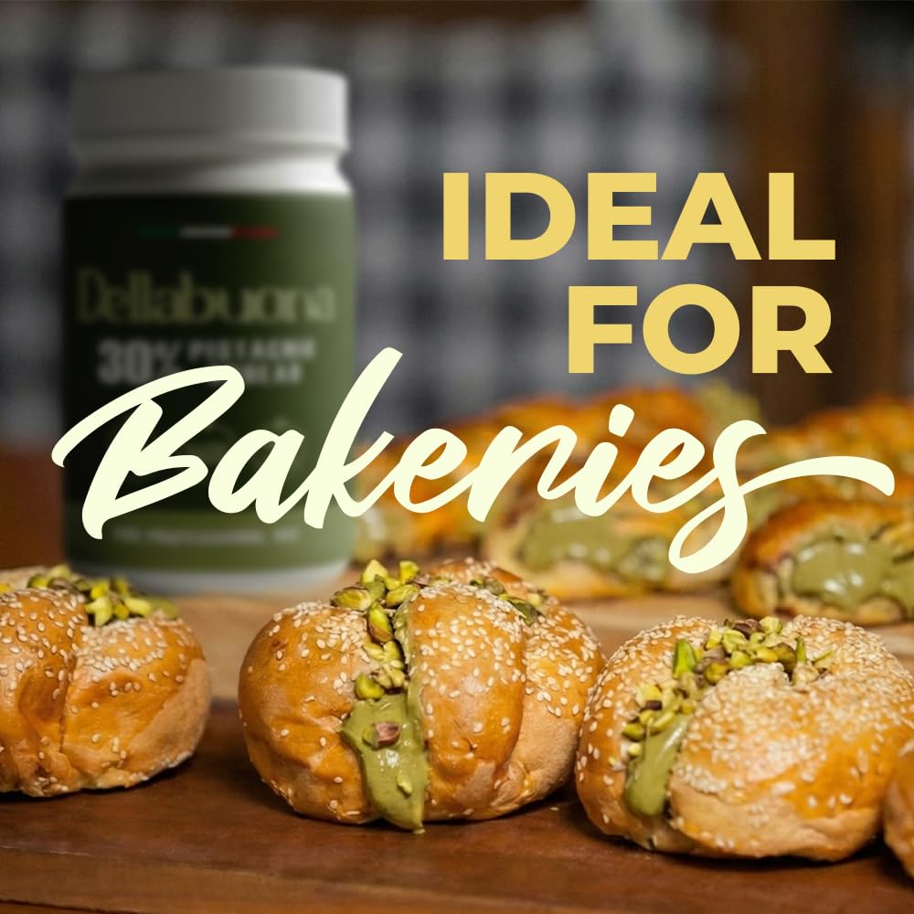 Dellabuona Cream Pistachio Spread Foodservice - 4 4 LB Premium Italian Paste made with 30 Pistachios for professional — view 2