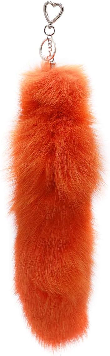 surell Real Fox Tail Keychain - Stylish Fluffy Fur Purse Charm - Chic Fashion Accessory