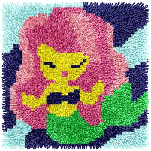 Image of Puzamen Latch Hook Kits for Adults, 12 * 12IN Latch Hook Rug Kit | 30*30cm Small Rug Making Kit Crochet Craft with Pre-Printed Canvas & Precut Yarn and Hook Tools for Christmas Gift