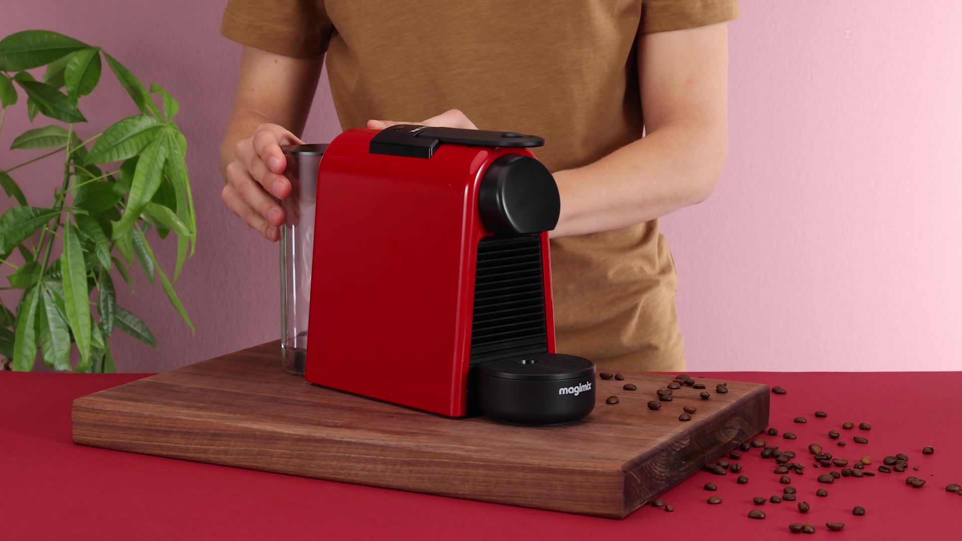 Nespresso 11366 Essenza Mini Coffee Machine, Ruby Red Finish by