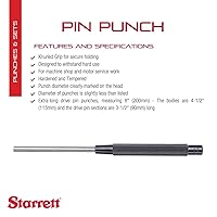 Vista 2 de Starrett Perforadora extralarga con agarre moleteado para introducir pasadores dentro o fuera de una pieza de trabajo, acero endurecido y templado