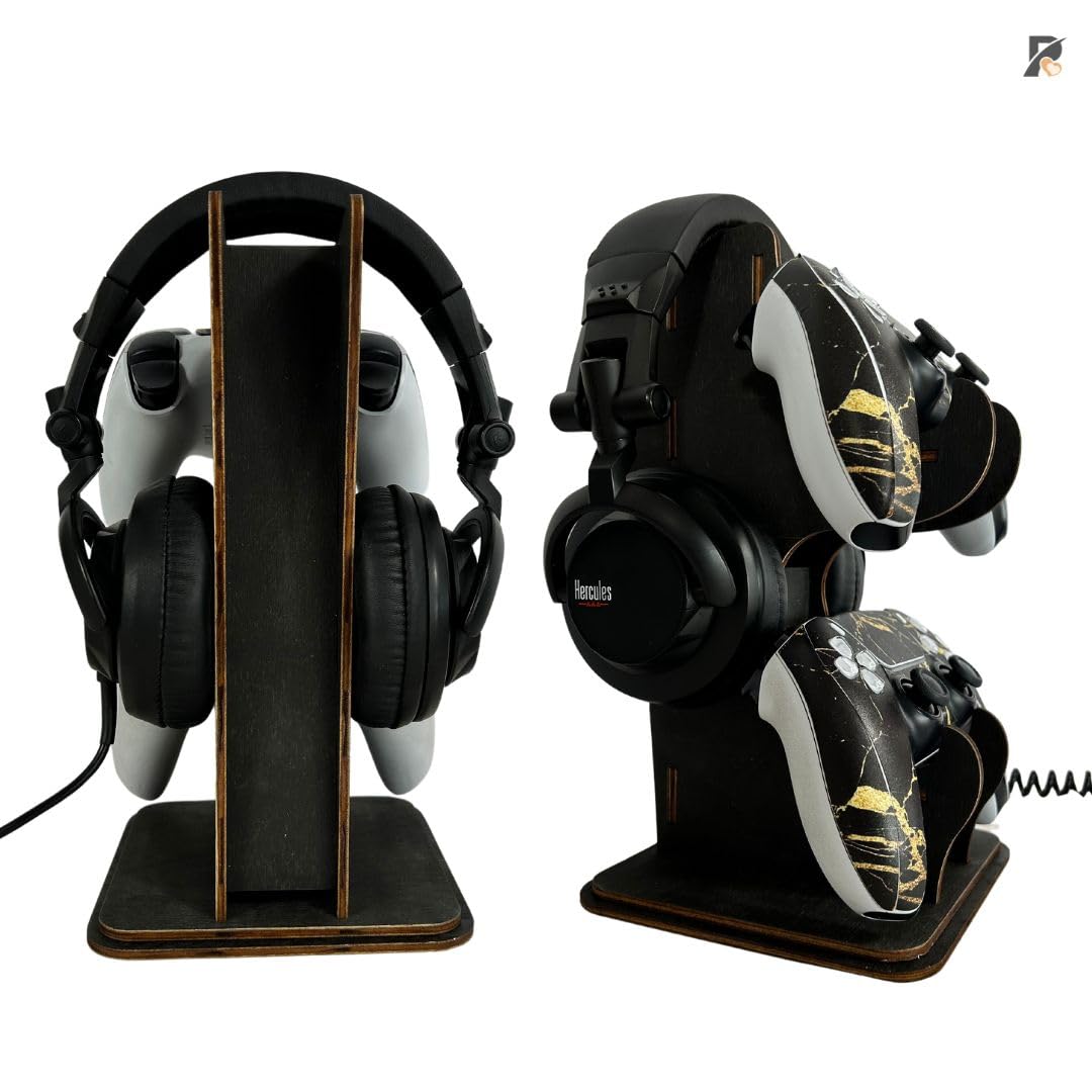 Porta Controller Joystick PS5 CD Giochi, Poggia Cuffie Gaming, Organizer da Parete o Tavolo Scrivania, Supporto Organizer Idea Regalo Bambino Ragazzo (Cuffia + Controller)
