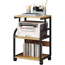 3 Tier AV Media Stand, CD Player Stand, Metal Media Cart, Open Storage Audio Rack for Living Room, Office, Classroom, Recording Studio Black+Wood Color