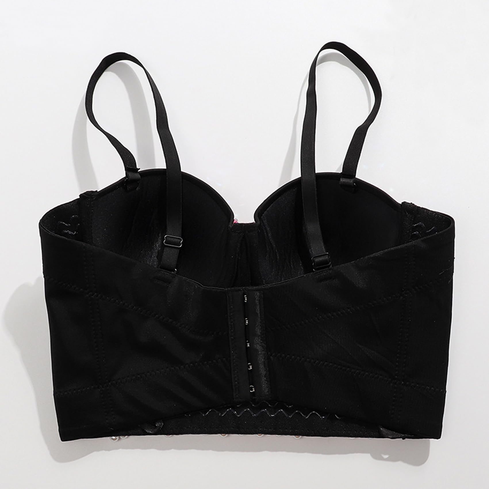Punk Goth Push Up Bra Clubwear Party Strass Diamanti madreperlacei Bustier Crop Top Bustino Corset Reggiseno