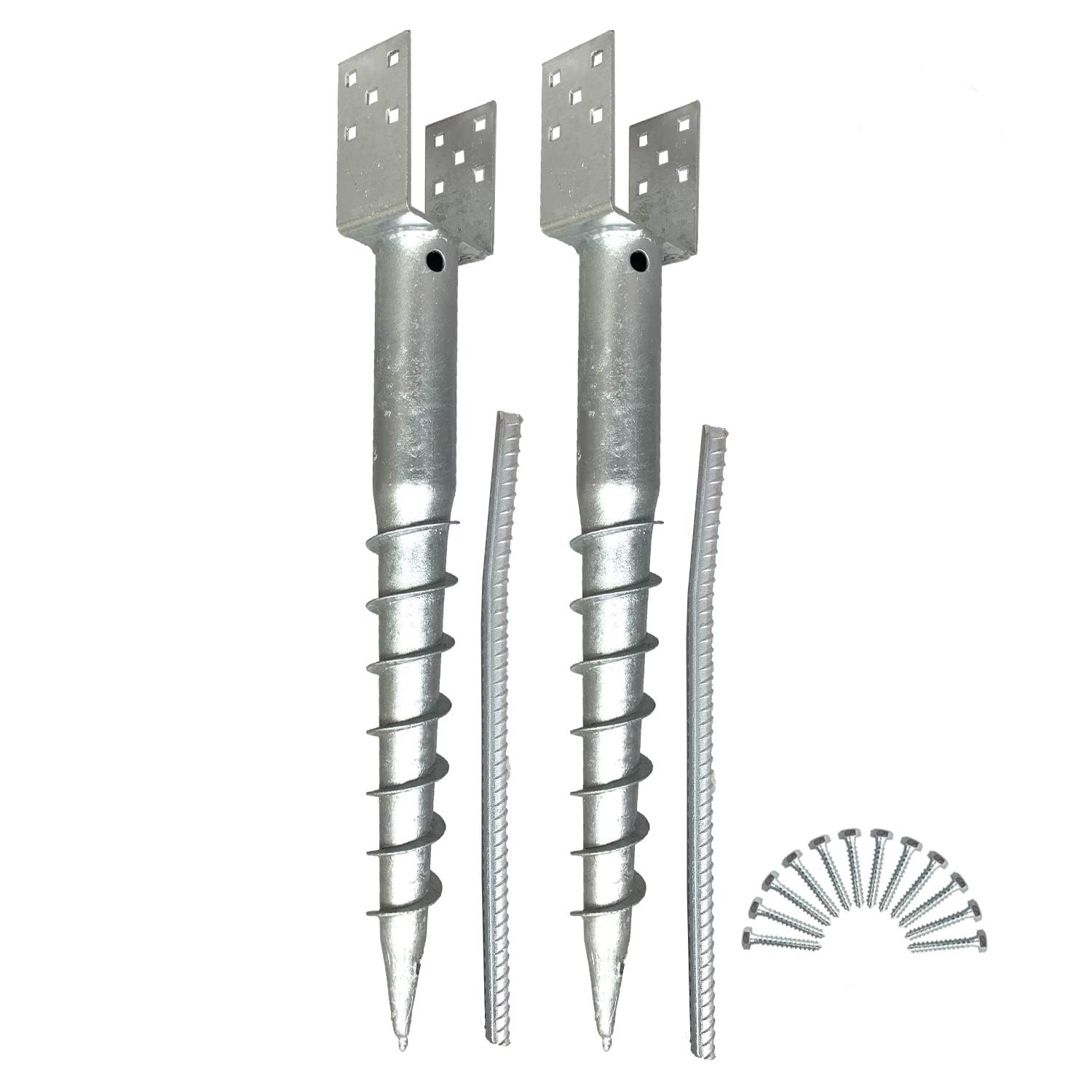 AshmanOnline Tornillo De Tierra Sin Excavación, Tornillo Modelo En U En Estaca De Poste - 27 Pulgadas De Largo, Se Adapta A 4X4 Estándar (3,5 X 3,5 Pulgadas) Ideal para Postes De Buzón - 2 Paquetes