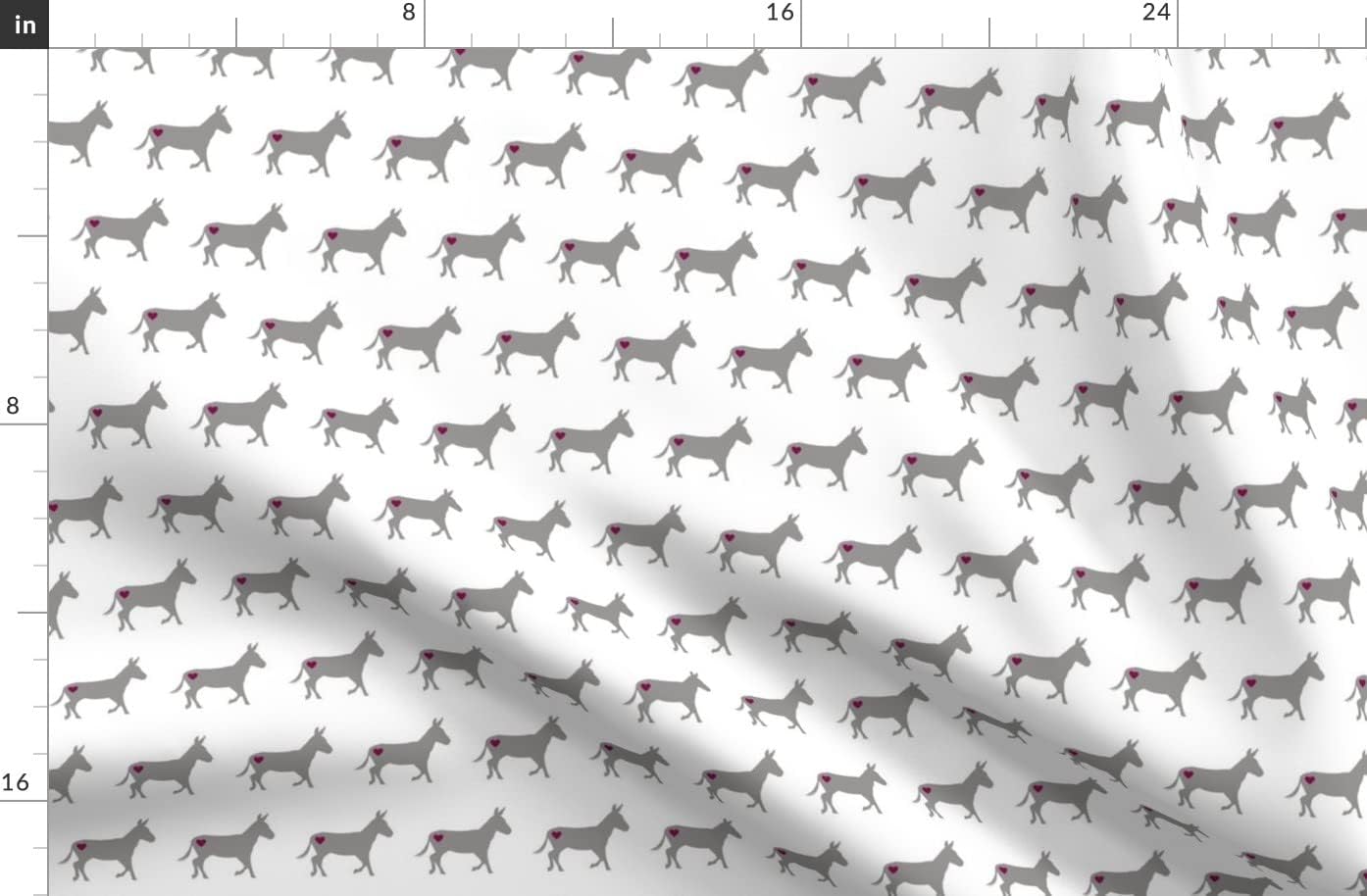 Spoonflower Fabric - Love White Donkey Heart Girly Pretty Cute Printed on Organic Cotton Sateen Fabric by The Yard - Sewing Quilting Apparel Home Decor