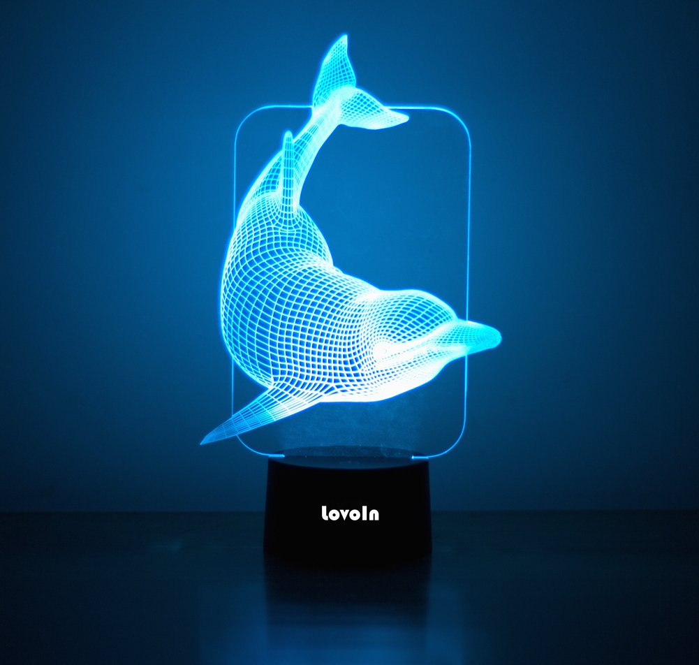 LovoIn 3D LED Illusion Night Light Table Desk Room Lamp,7 Colors Changing, Touch Switch USB Charging, Gift for Kids Family Friends and Home Decoration Ligh US00013150