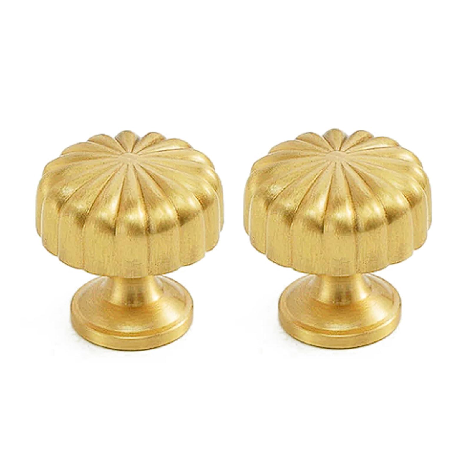 Chenhoju Brass Vintage Solid Pumpkin Cabinet Knobs Single Hole, Three Sizes For Drawers, Wardrobes, And Cabinets Cabinet Pulls(,25Mm)