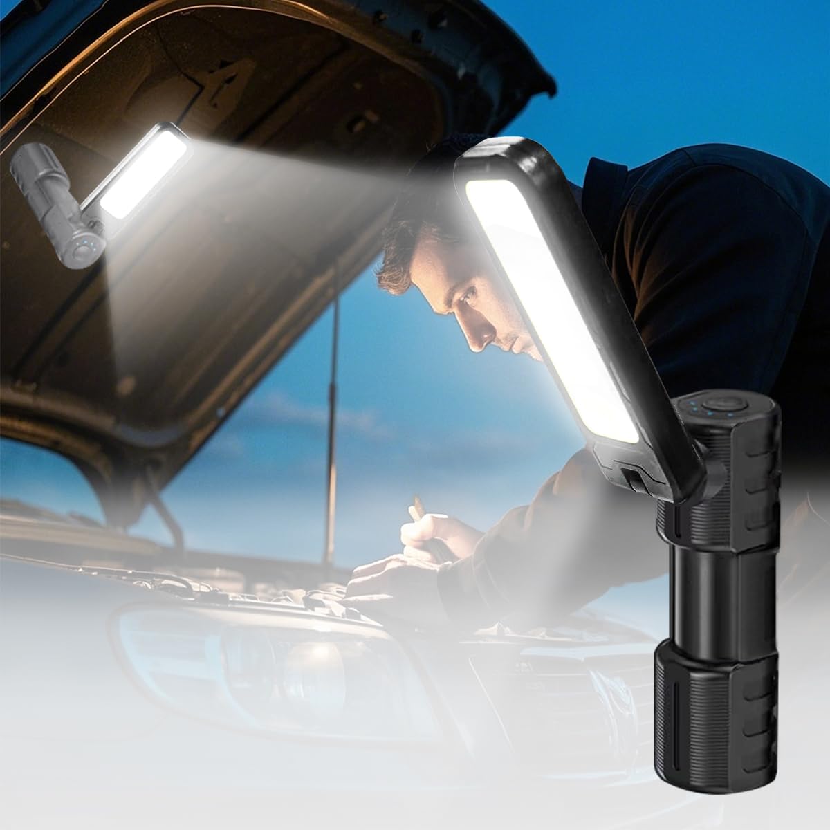 【12%OFF+50%OFF】【765円】 LETOUR USB充電式 強力COB 折り畳み式 LED作業灯 ワークライト