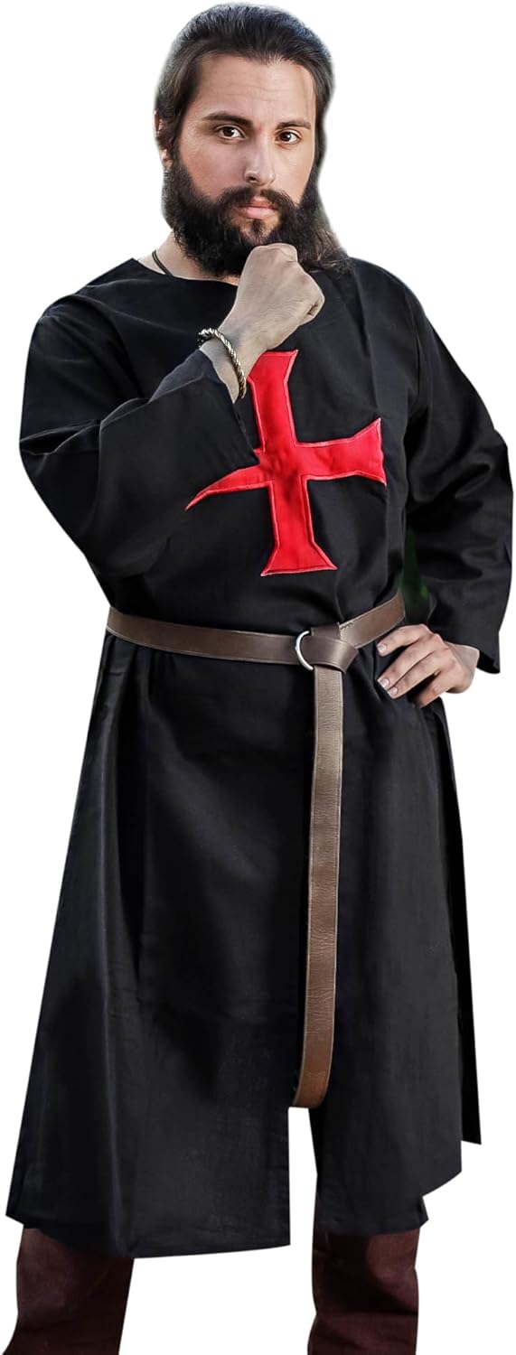 Men's Crusader Tabard Costume - Medieval Knight Renaissance Warrior Tunic, 100% Cotton for LARP, Cosplay