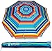AMMSUN 7ft Heavy Duty Beach Umbrella with Sand Anchor, UV 50+ Protection, Outdoor Sunshade, Carry Bag, Patio Garden, Pool Backyard, Multicolor Green