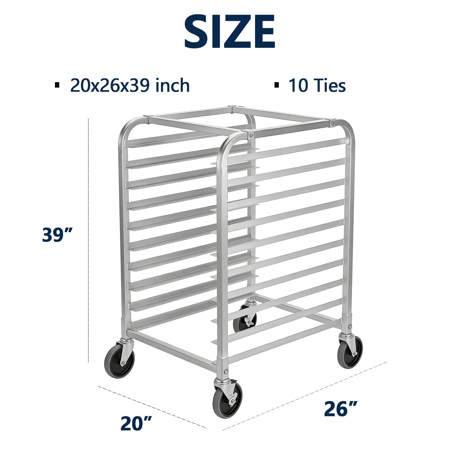 Chariot Plaques à Pain 10 Niveaux étagère de Boulangerie Commerciale avec Roues de Frein Cuisine Chignon Poêle Rack de Rangement en Aluminium pour Demi Feuilles Complètes équipement Cuisson du Pain
