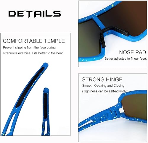 Miniatura 5 de SPOSUNE Gafas de sol polarizadas de ciclismo para hombres y mujeres, UV400, gafas deportivas para bicicleta, béisbol, correr, MTB