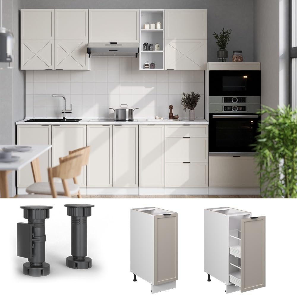 Vicco Colonna dispensa cucina Fame-Line, GrigioBeige, 30 cm