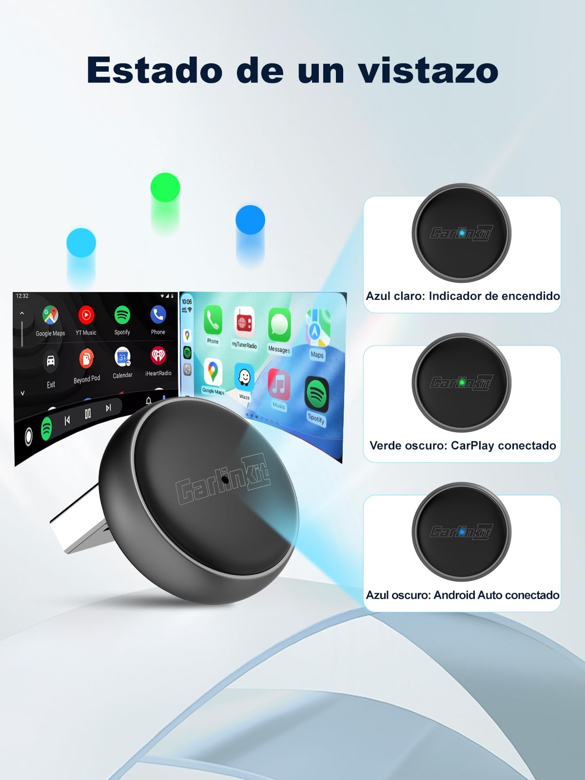 Carlinkit Mini Ultra3 Adaptador Inalámbrico CarPlay&Android Auto, Convierte el Sistema Original de Cableado a Inalámbrico, Conexión Rápida USB-A/USB-C, Plug & Play, Actualización OTA