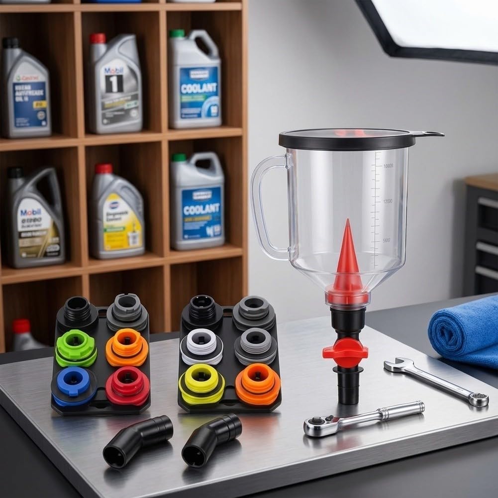Imbuto Motore 18pz Antiversamento Magnetico(Orange Cap Color Box) | 18 versatili, base magnetica anti-versamento, materiale PE , per olio e coolant