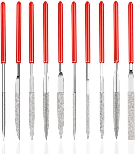 Lot De 10 Mini Limes à Modeler Diamantées 140 Mm Pour Métal, Plastique