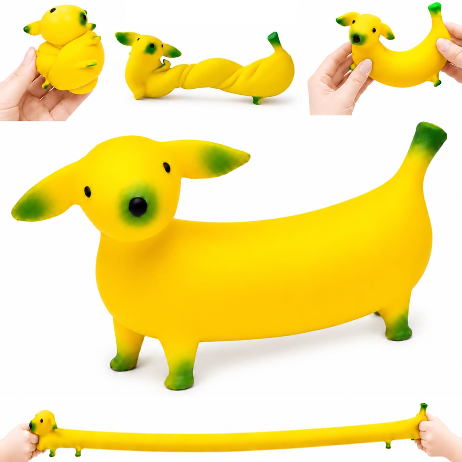 Cute Banana Sand Dog Squishy Toy,Large Sensory Squeeze Toys Stretch 6X Original Length,Fidget Toy, Anxiety Stress Relief Prize Gifts for Teens,Adult — image 1
