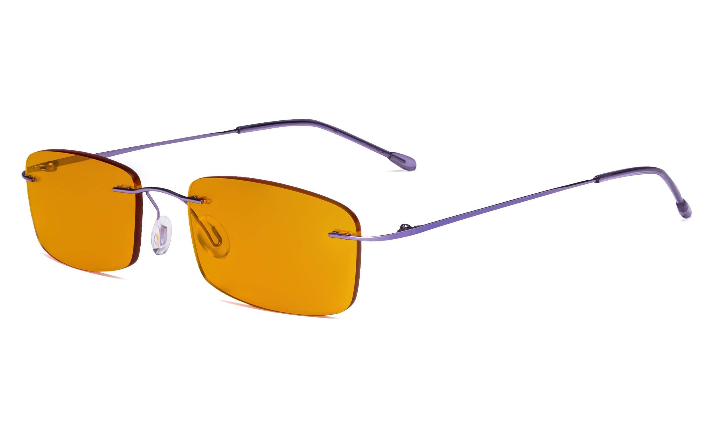 Eyekepper Titanium Rimless Orange Tinted Lenses Computer Reading Glasses Readers Men Women