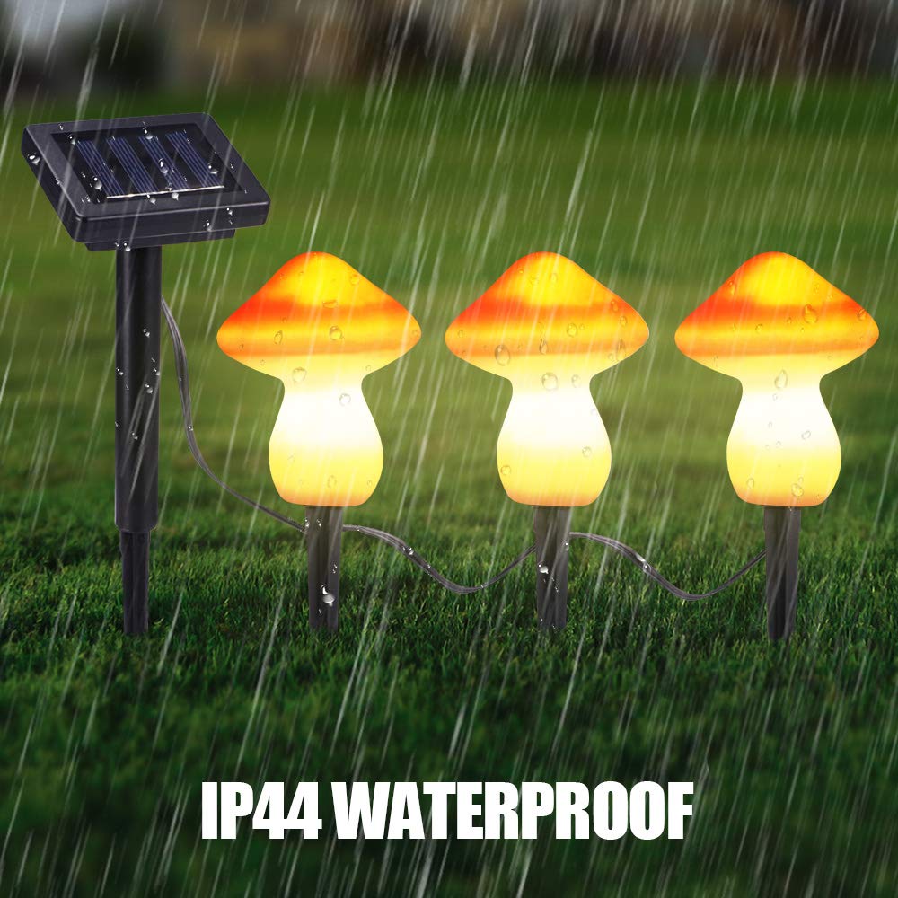 ALLOMN Solarleuchten, Gartenweg im Freien Dekorative Lampenleuchten Solarlandschaftsleuchten Wasserdichte Süße Mehrfarbiger Pilz Form, Zwei Lichtmodi, Set mit 6 Lampen