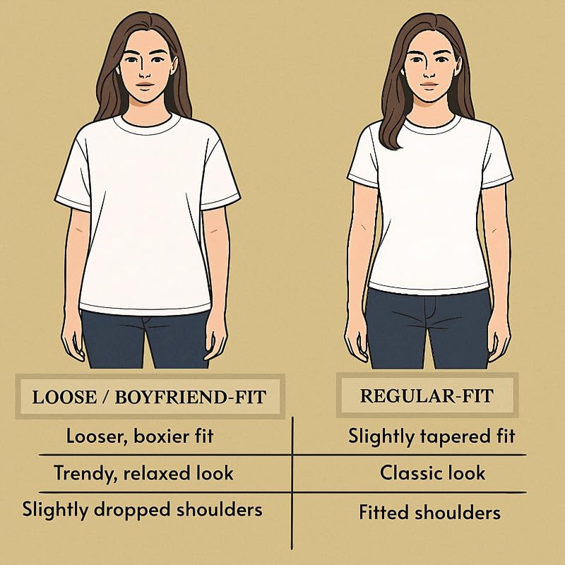 Image of Women's Loose Fit /Boyfriend Fit Graphic Printed Tshirt | 100% Super Combed Cotton | Oversized Fit | White Round Neck T-Shirt