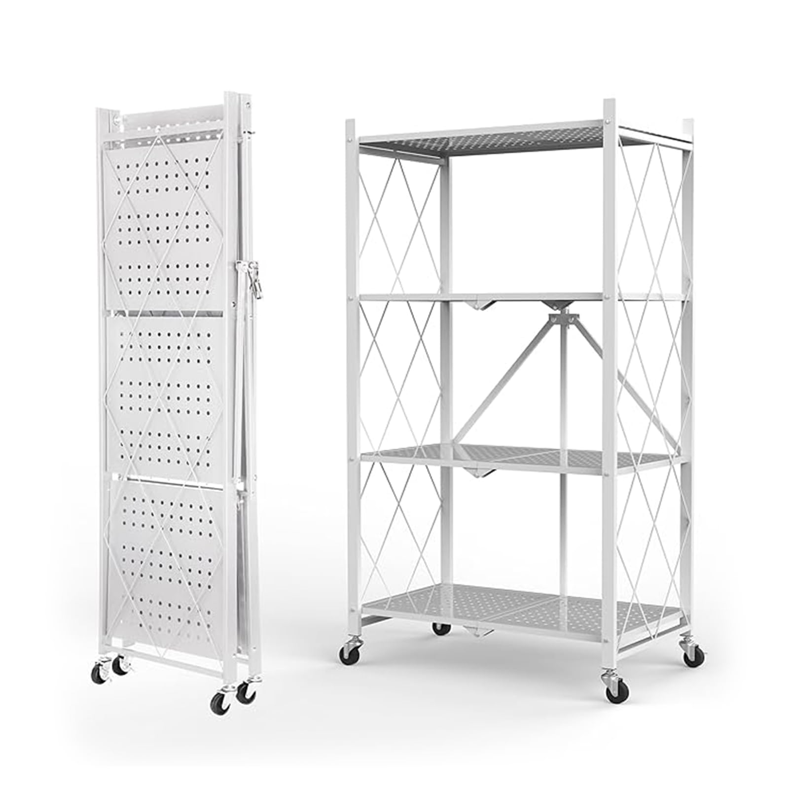 山善(YAMAZEN) スリムメタルシェルフ ホワイト (幅70棚) キャスター