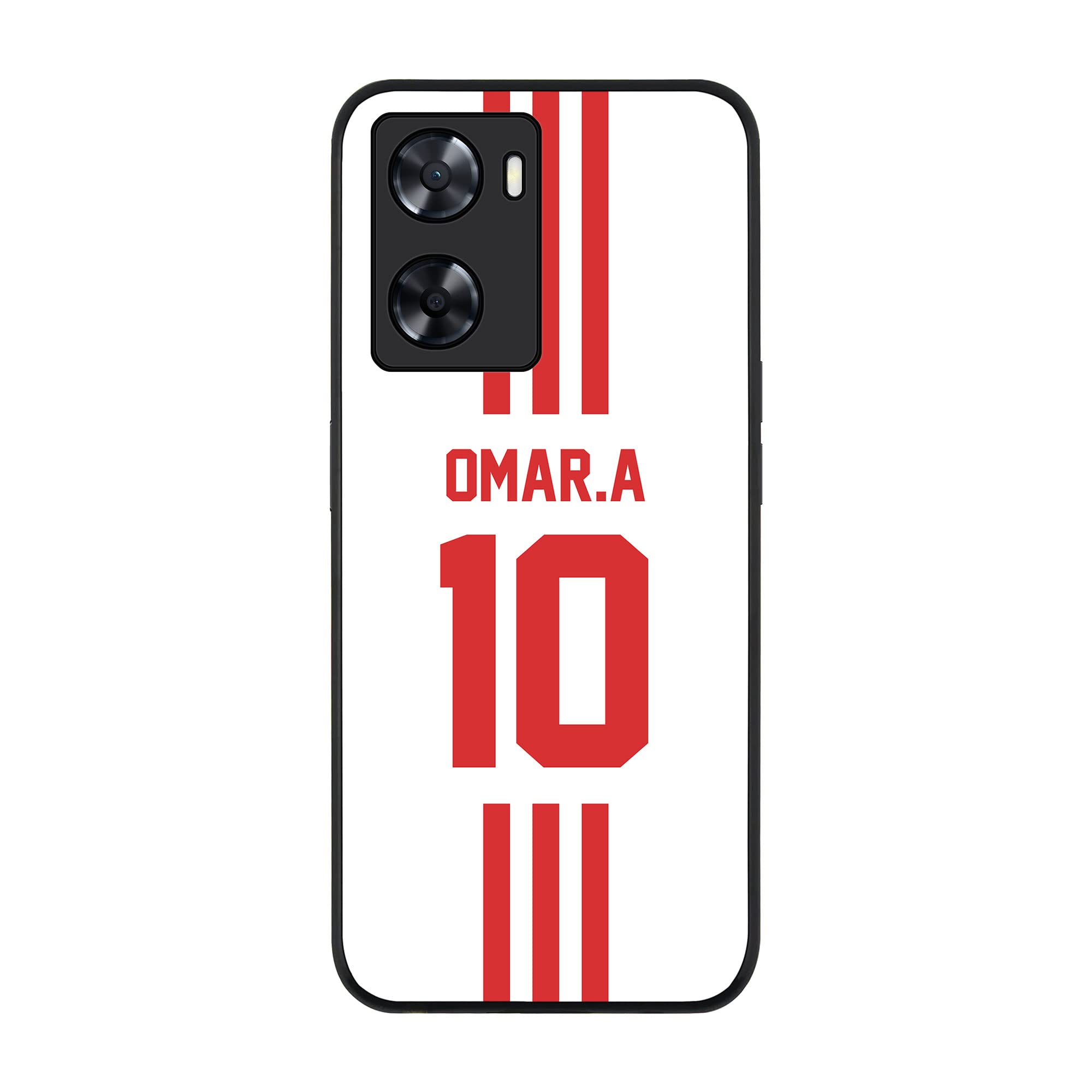 StylizeddRugged Black Edge Case for Oppo A57 4G / Oppo A77 4G / Oppo A77s / Oneplus NORD N20SE, Slim fit Flexible Rubber Edges Anti Drop TPU Gel Thin Cover -Football Team - UAE, Player Name - Omar.A