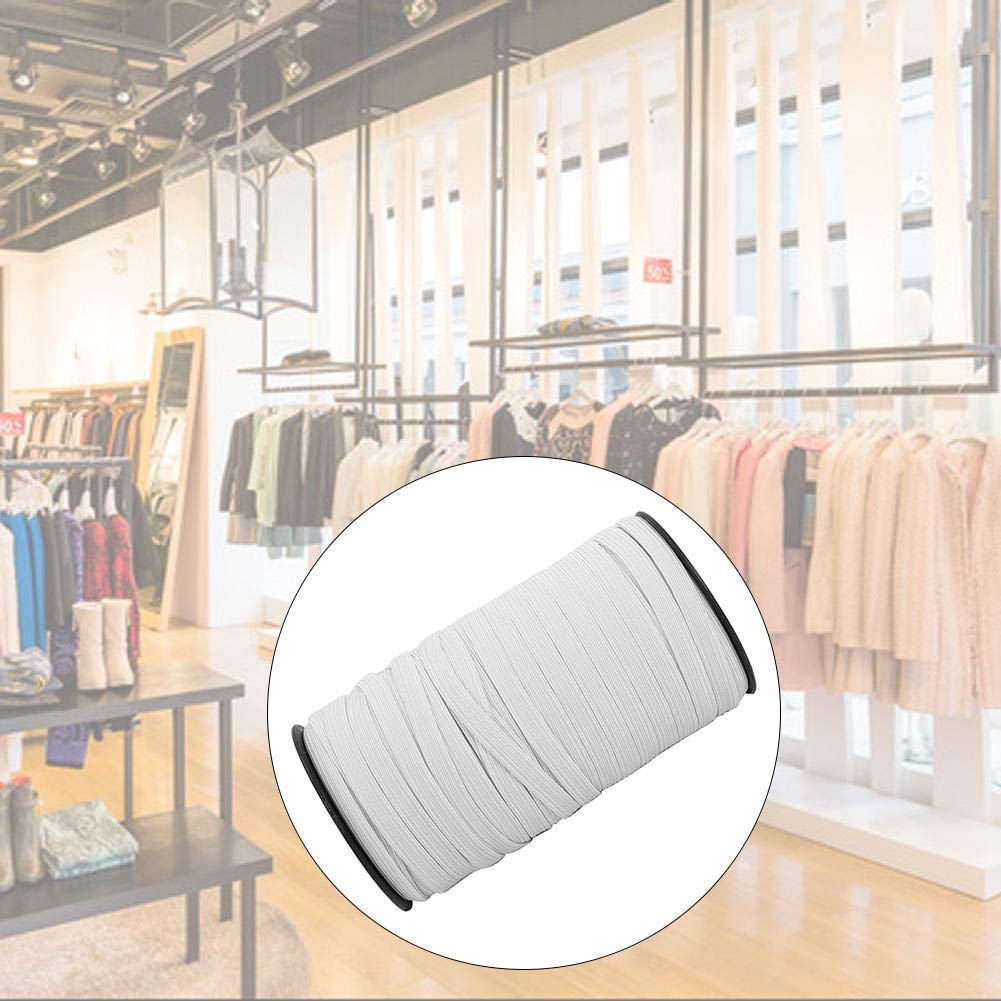 VOBOR Banda Elástica de 8 mm, Artesanía Elástica de 100 Yardas para Ropa DIY (Blanco)